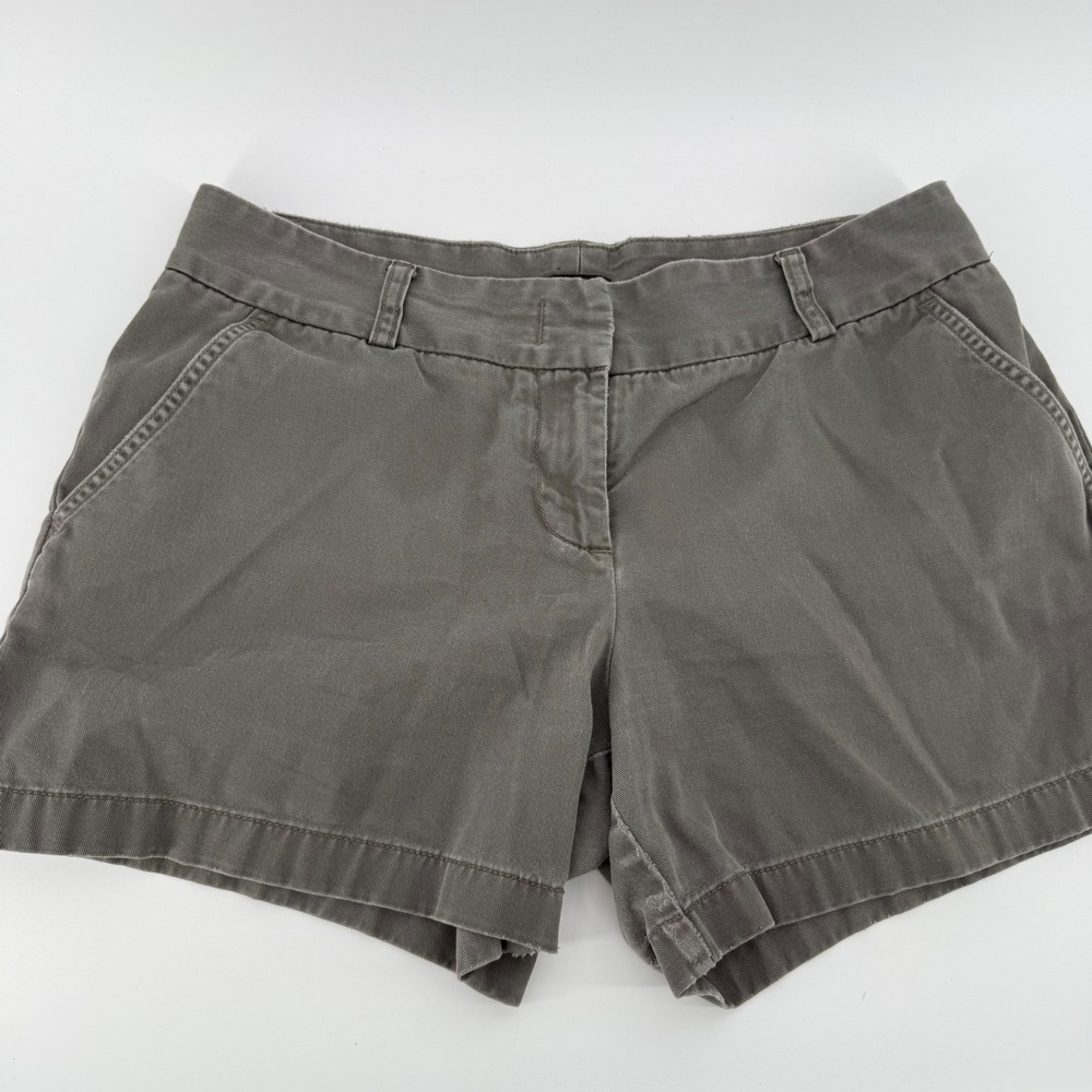 J.Crew City Fit Shorts Womens 10 Gray‎ Olive Chino Cotton Twill Low Rise Casual